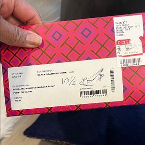 Tory Burch Black Stamped Floral Rosalind 65mm Slingback Pump